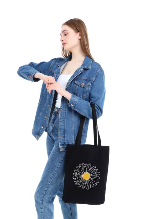 Zoozie Bags 1555 Bolso Tote de Algodón Negro 35 x 40 x 8 cm